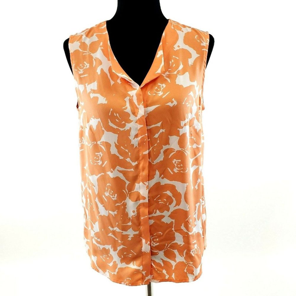 Jones NY Orange Sherbet Button Front Top